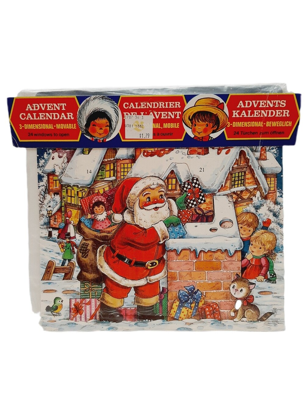 🍒 Vintage Denmark Georg Moldow 3D Movable Christmas Advent Calendar Santa Claus